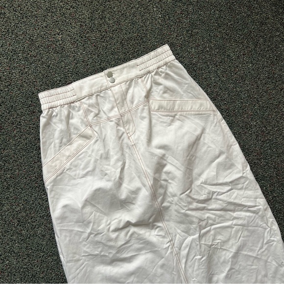 White & Tan Stitching Cotton Modest Baggy Oversized Cargo Casual Jean Skirt XL - Picture 5 of 16